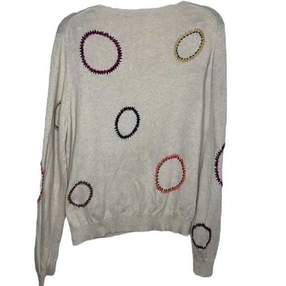 Boden Tan Rainbow Embroidered Circle Button Up Cardigan Women's Size 12 BLEMISH - Picture 5 of 5